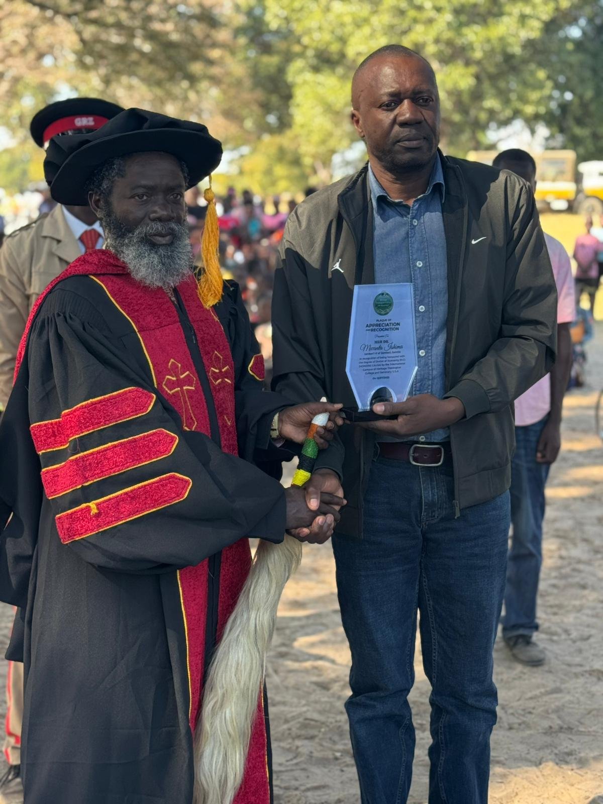 Plaque of Appreciation and Recognition presented in honour of HRH Dr Mwanta Ishima Sanken'i VI