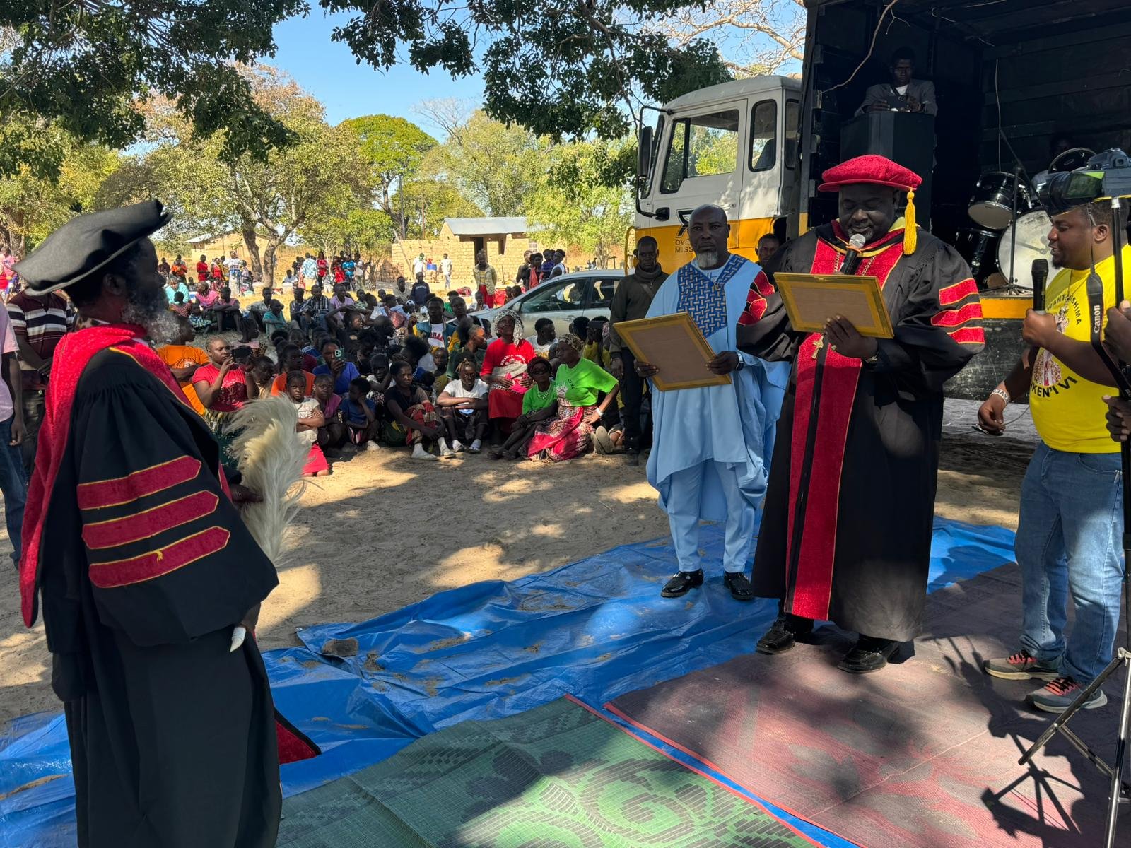 The coronation ceremony taking place on stage